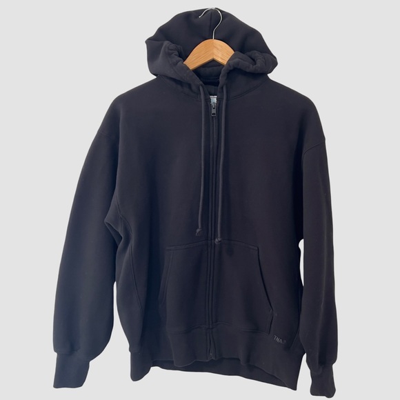 TNA Cozy SweatFleece Black Boyfriend Fit Full Zip Hoodie S ($95) - Picture 1 of 6